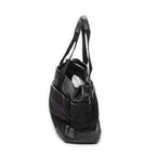 Shoulder Bag Side Pocket Rectangular Tote Black Nylon Canvas