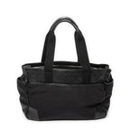 Shoulder Bag Side Pocket Rectangular Tote Black Nylon Canvas