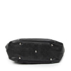 Shoulder Bag Side Pocket Rectangular Tote Black Nylon Canvas