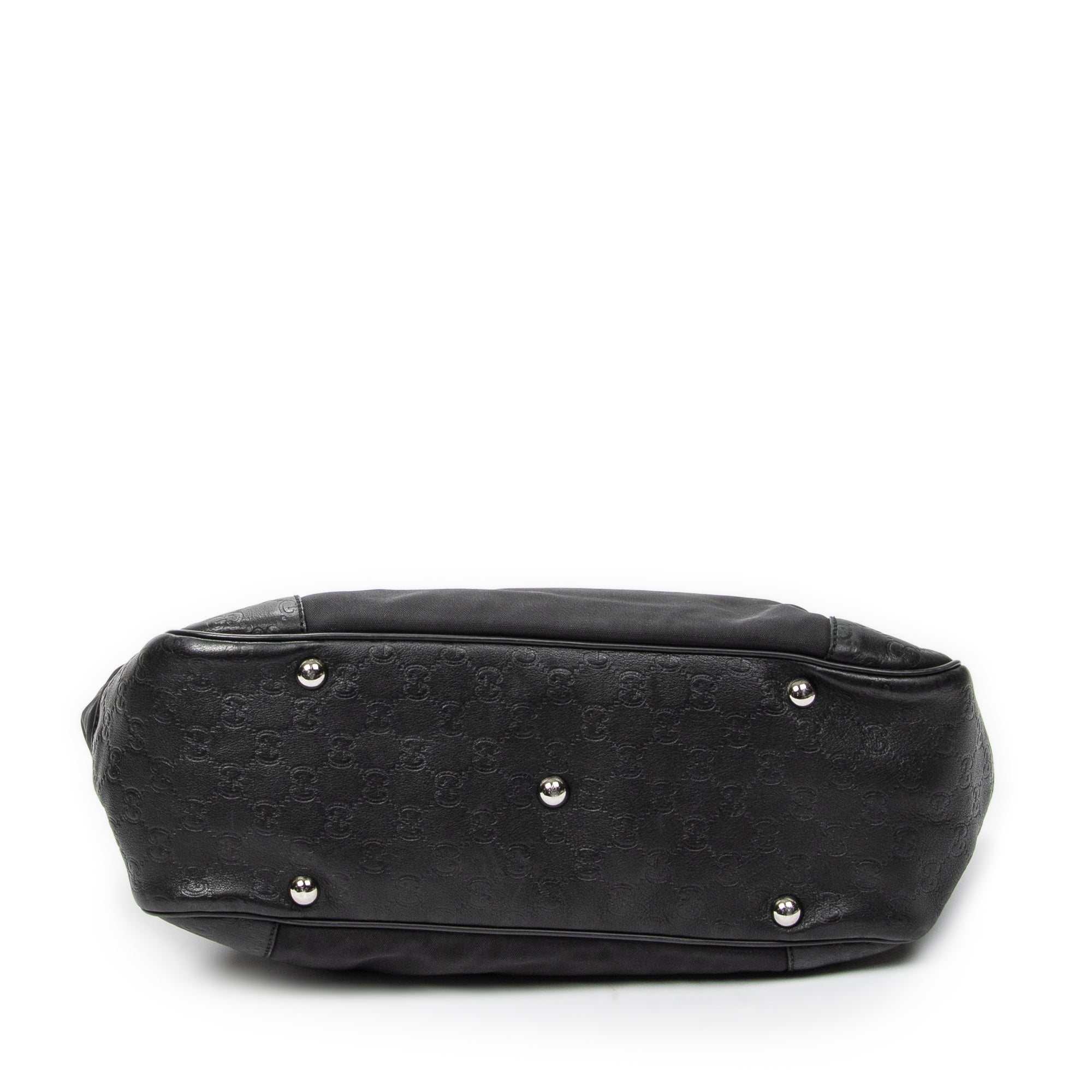 Shoulder Bag Side Pocket Rectangular Tote Black Nylon Canvas
