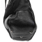 Shoulder Bag Side Pocket Rectangular Tote Black Nylon Canvas