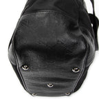 Shoulder Bag Side Pocket Rectangular Tote Black Nylon Canvas