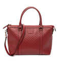 Shoulder Bag Convertible Satchel Red Microguccissima Leather