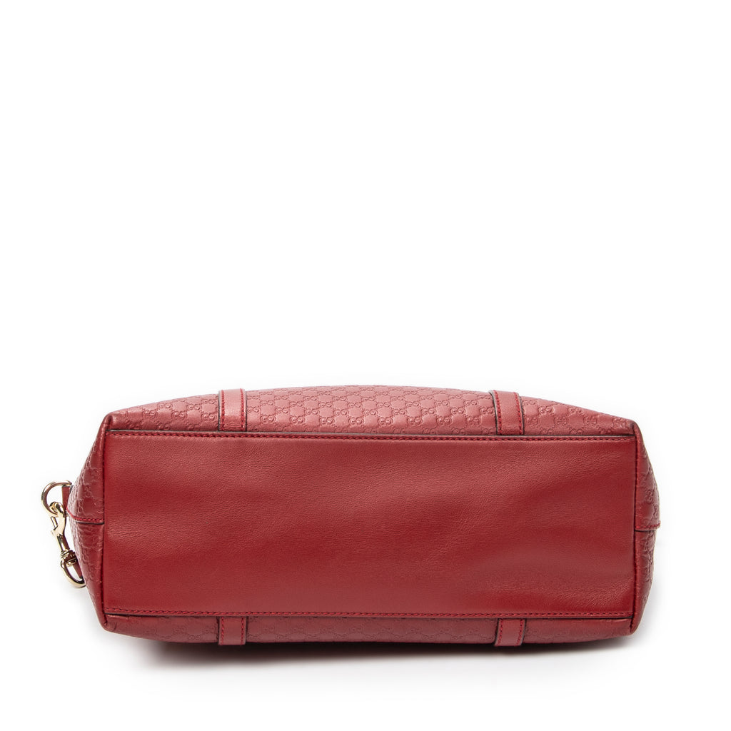 Shoulder Bag Convertible Satchel Red Microguccissima Leather