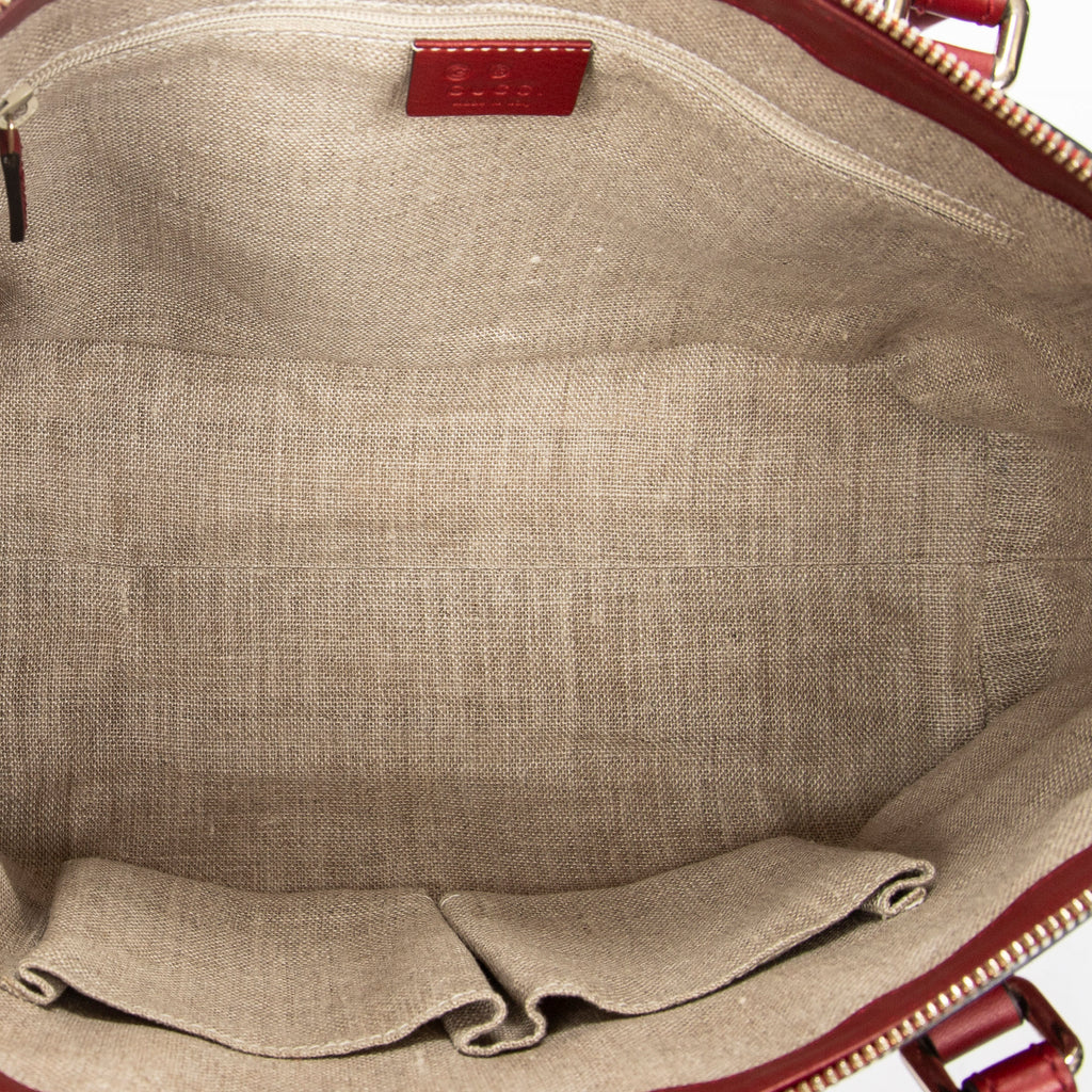 Shoulder Bag Convertible Satchel Red Microguccissima Leather