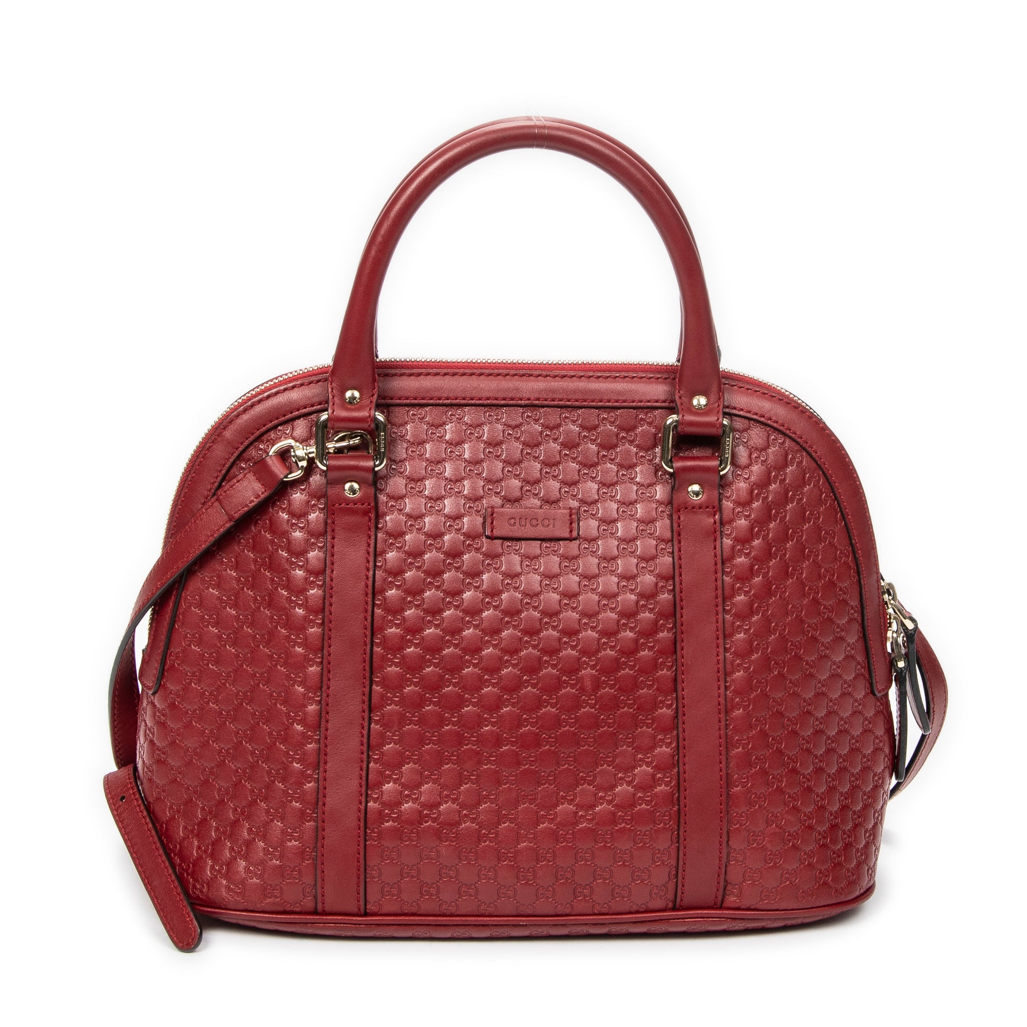Shoulder Bag Medium Dome Tote Red Microguccissima Leather