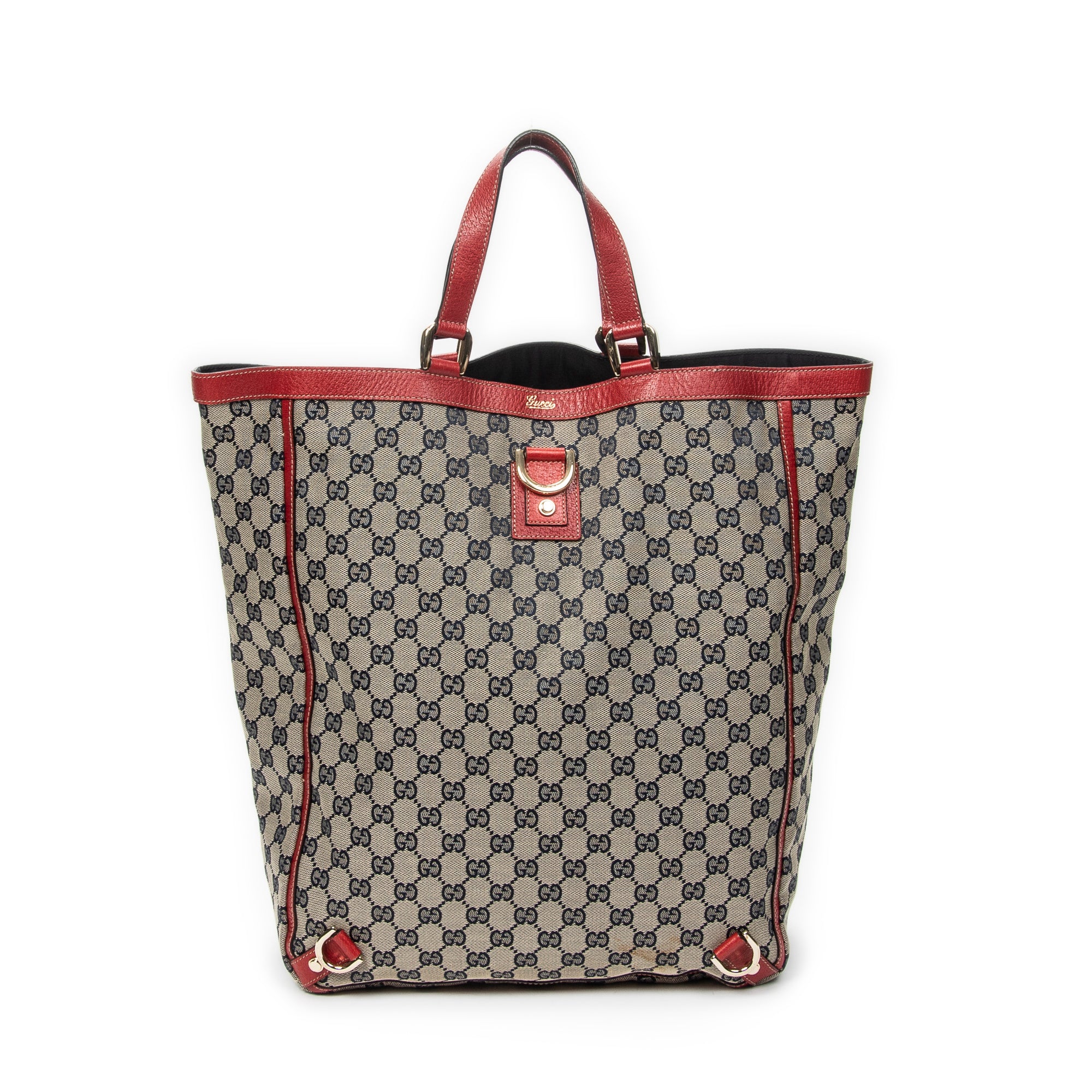 Handbag Abbey D-Ring Vertical Tote Red Monogrammed Canvas