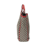 Handbag Abbey D-Ring Vertical Tote Red Monogrammed Canvas