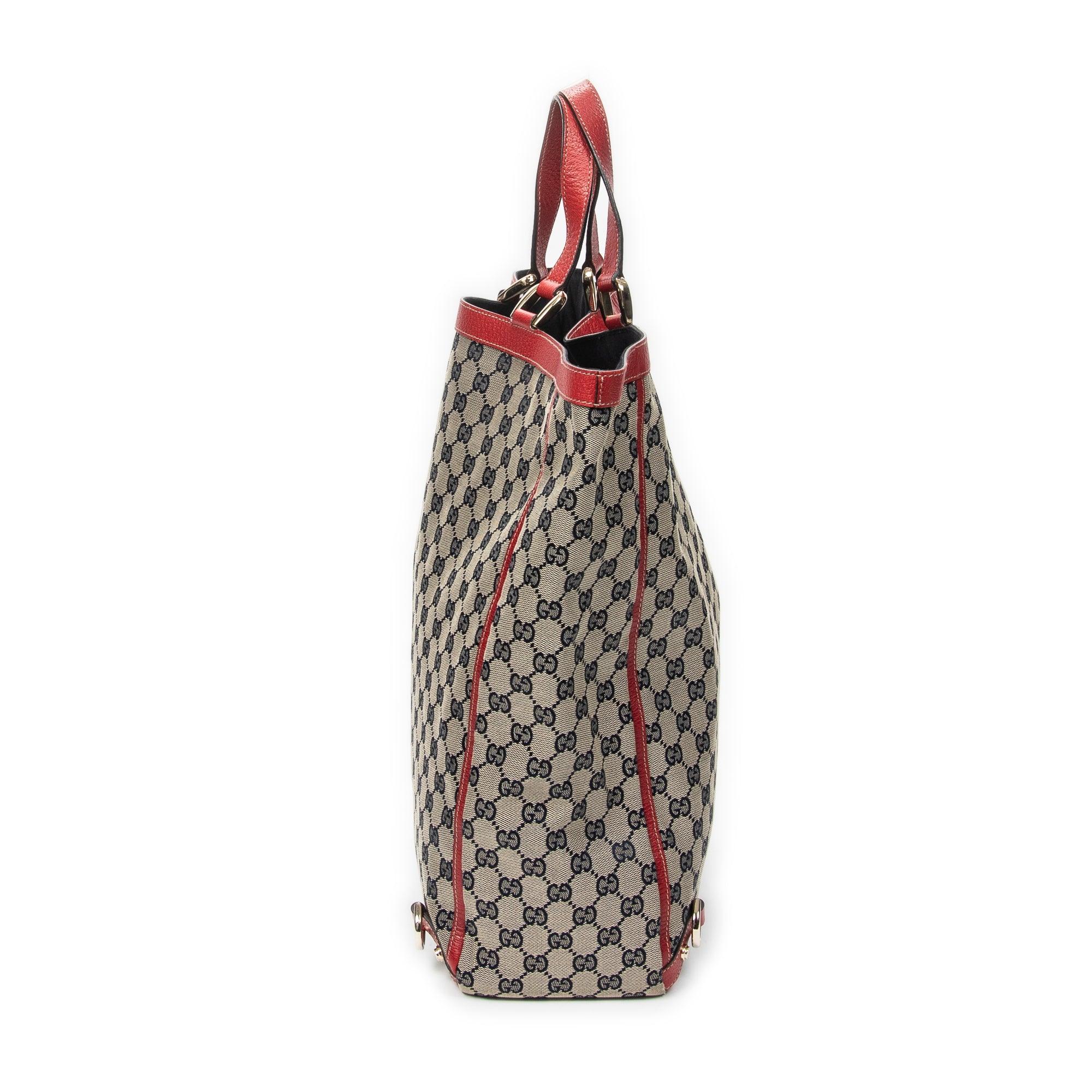 Handbag Abbey D-Ring Vertical Tote Red Monogrammed Canvas