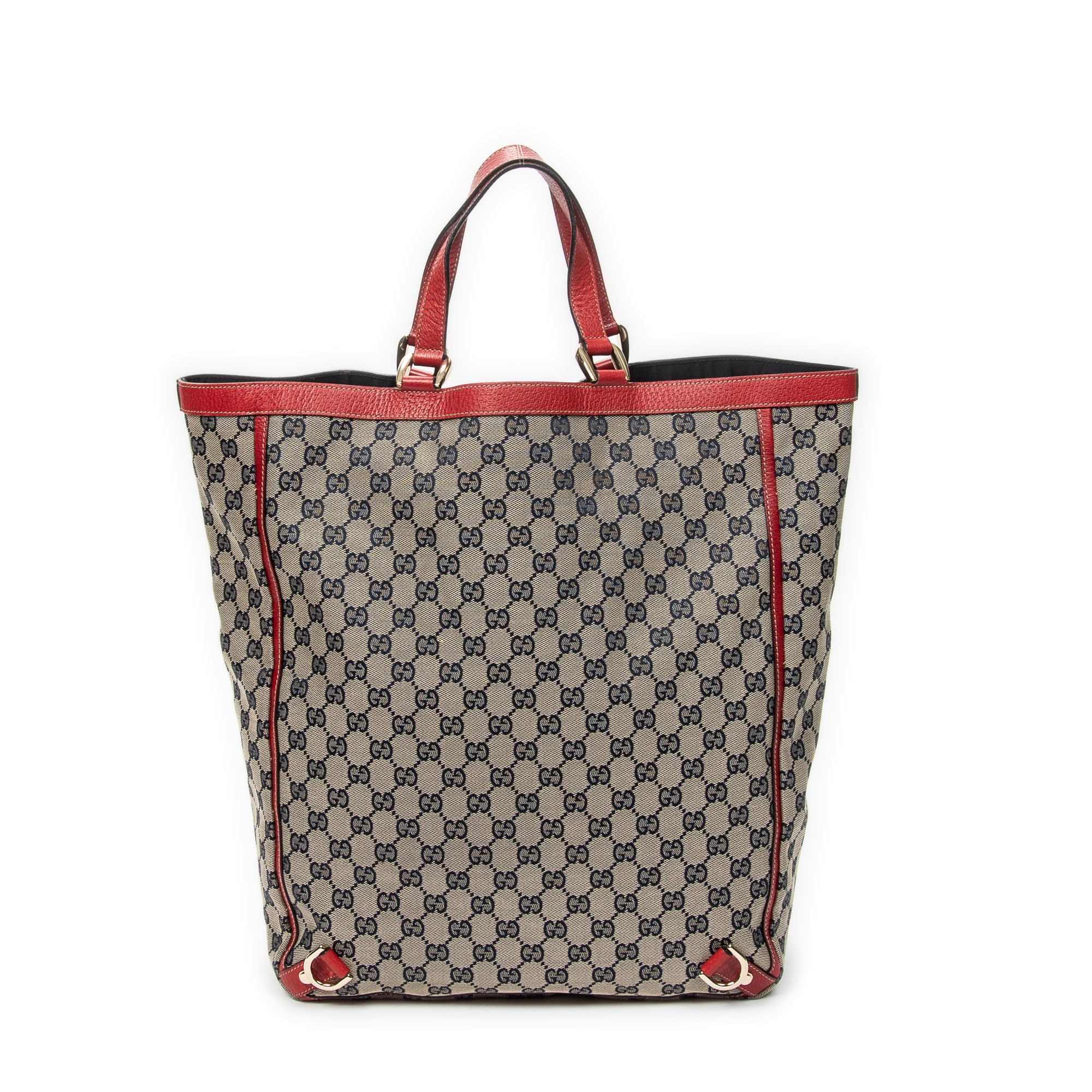 Handbag Abbey D-Ring Vertical Tote Red Monogrammed Canvas