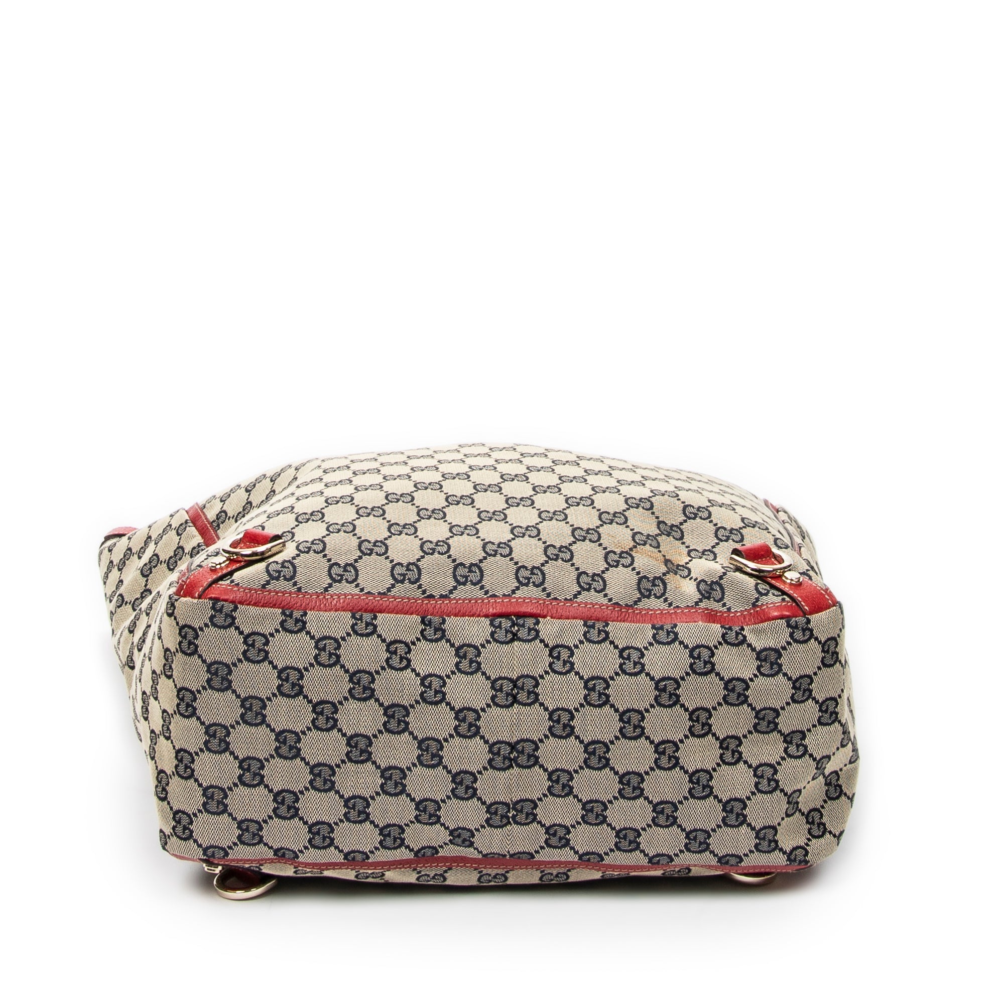 Handbag Abbey D-Ring Vertical Tote Red Monogrammed Canvas