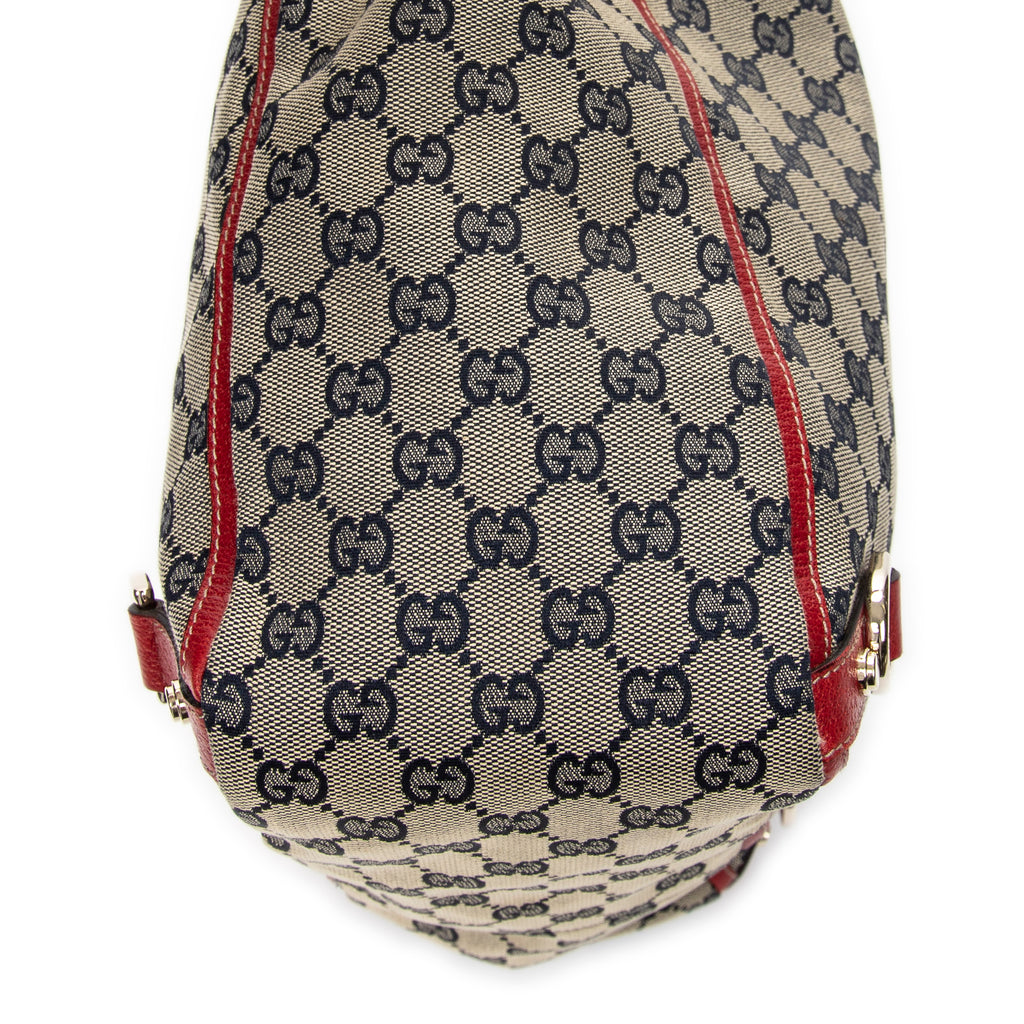 Handbag Abbey D-Ring Vertical Tote Red Monogrammed Canvas