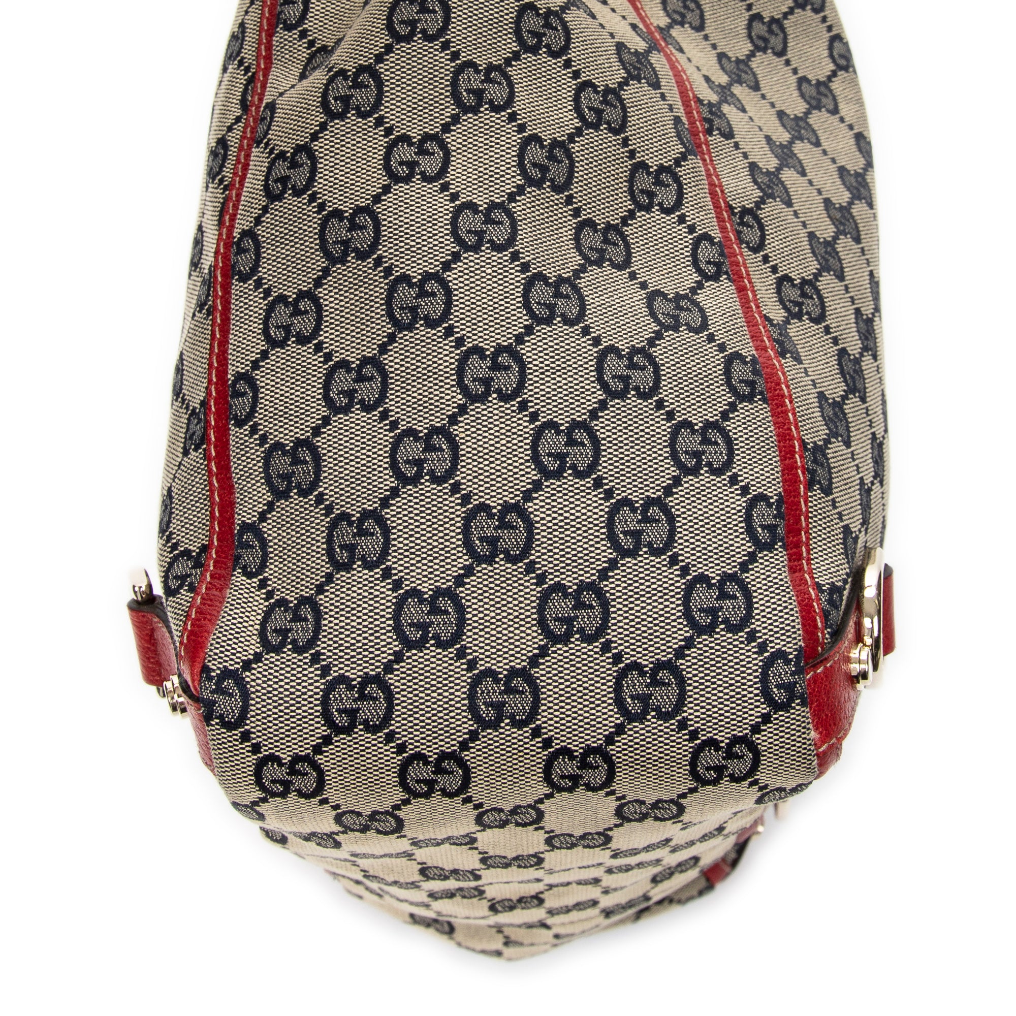 Handbag Abbey D-Ring Vertical Tote Red Monogrammed Canvas