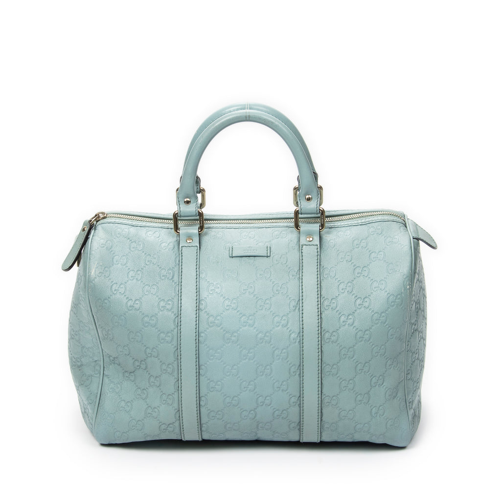 Handbag Medium Boston Light Blue Guccissima Leather