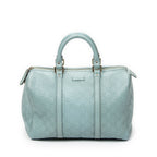 Handbag Medium Boston Light Blue Guccissima Leather