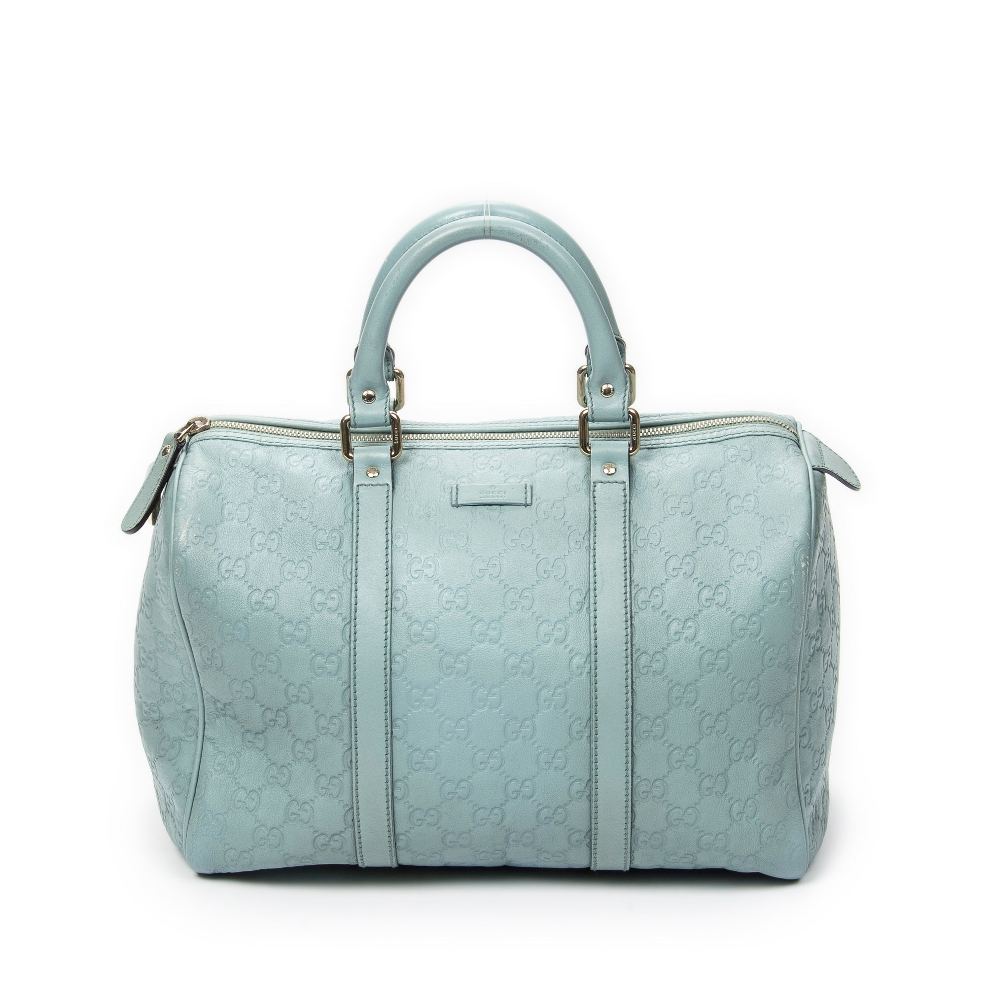 Handbag Medium Boston Light Blue Guccissima Leather