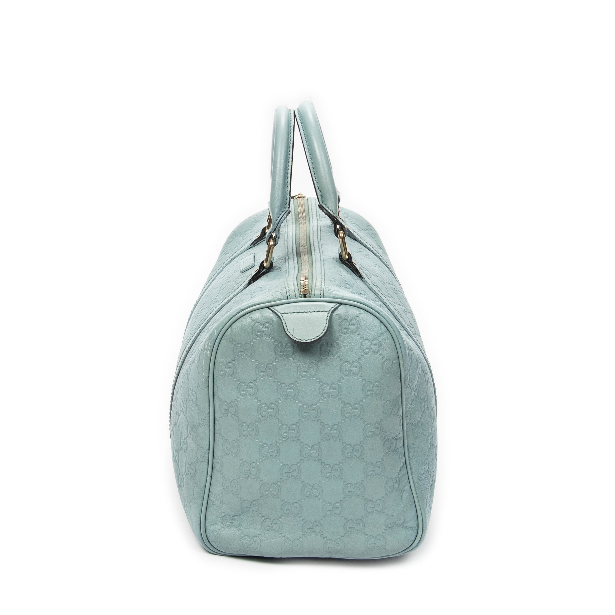 Handbag Medium Boston Light Blue Guccissima Leather