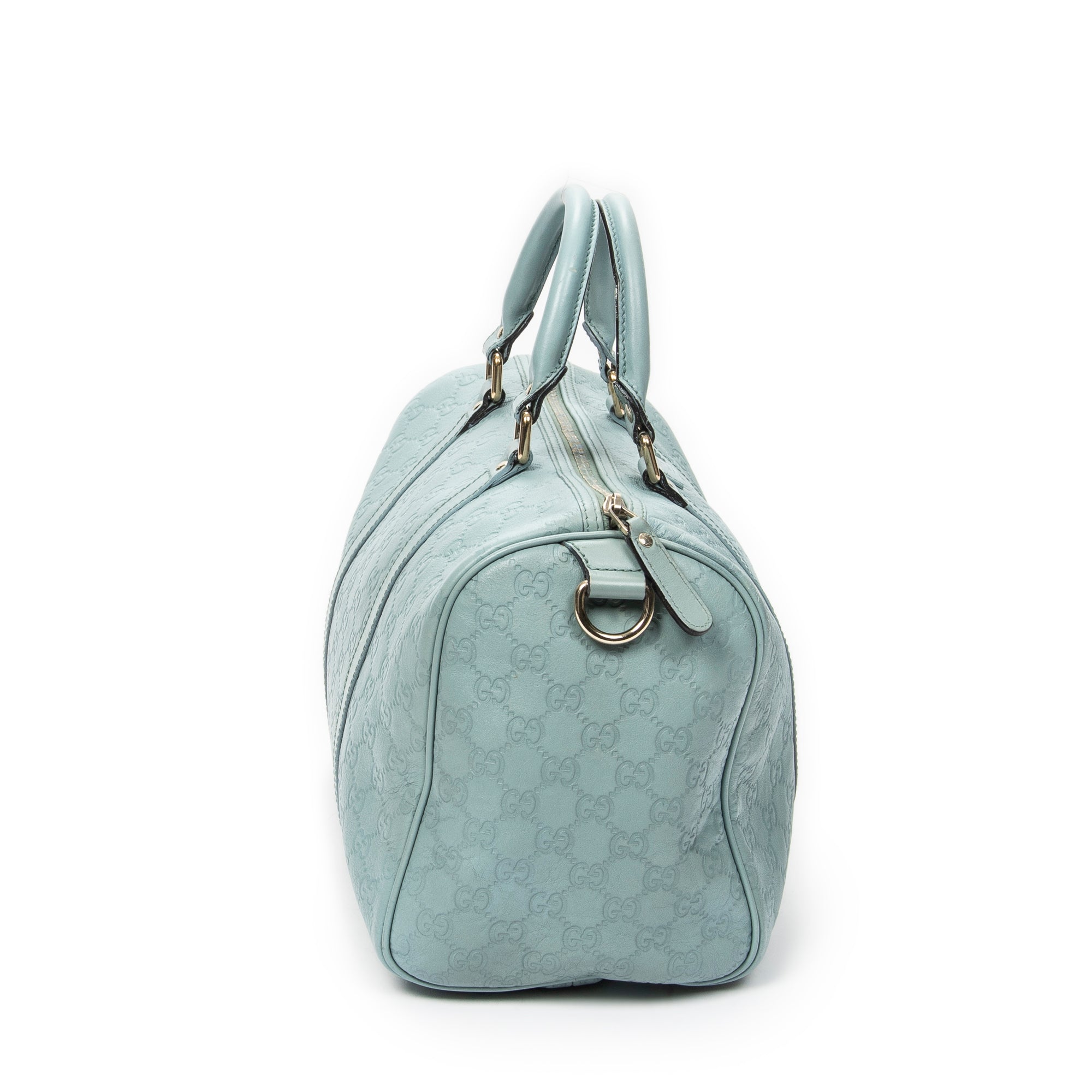 Handbag Medium Boston Light Blue Guccissima Leather