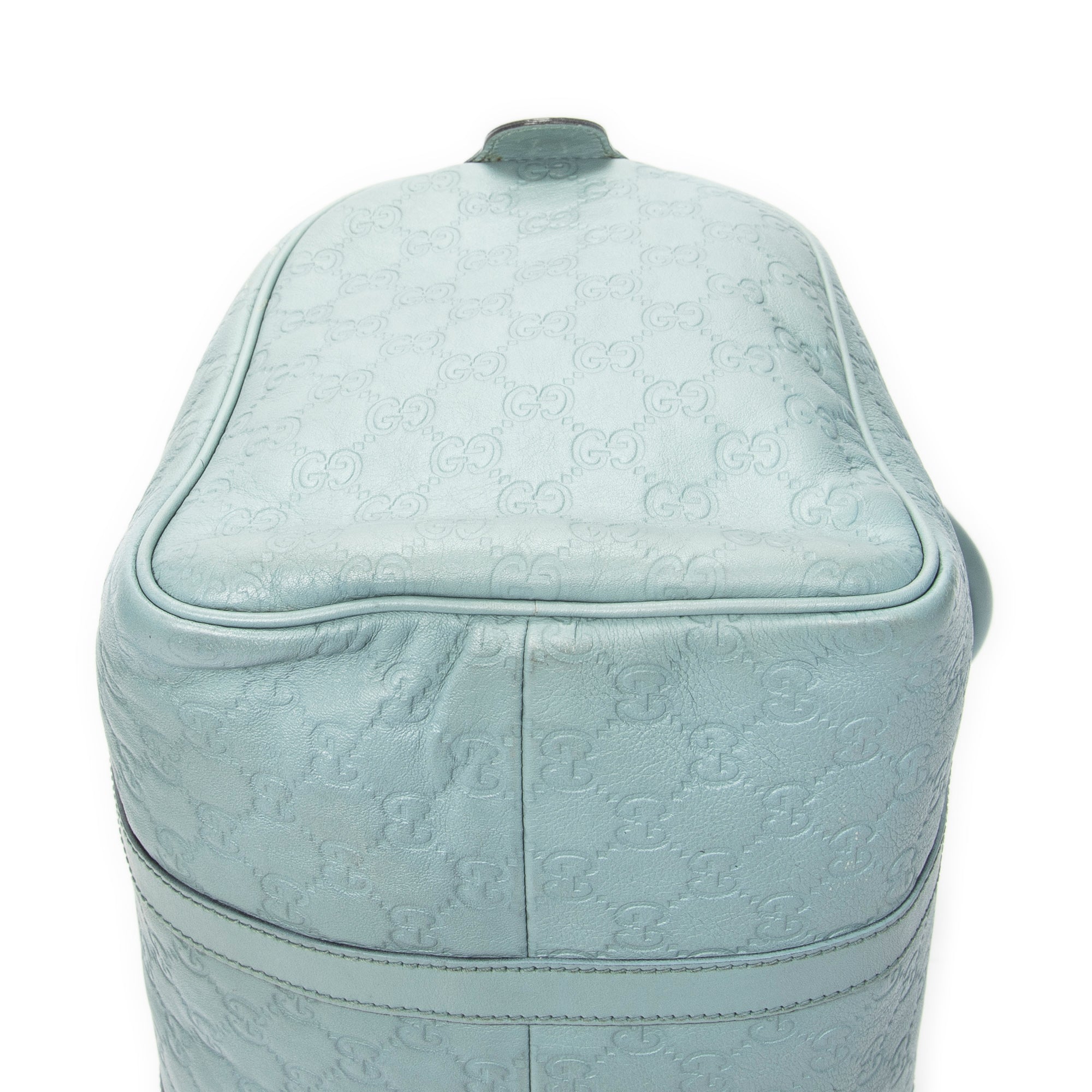 Handbag Medium Boston Light Blue Guccissima Leather