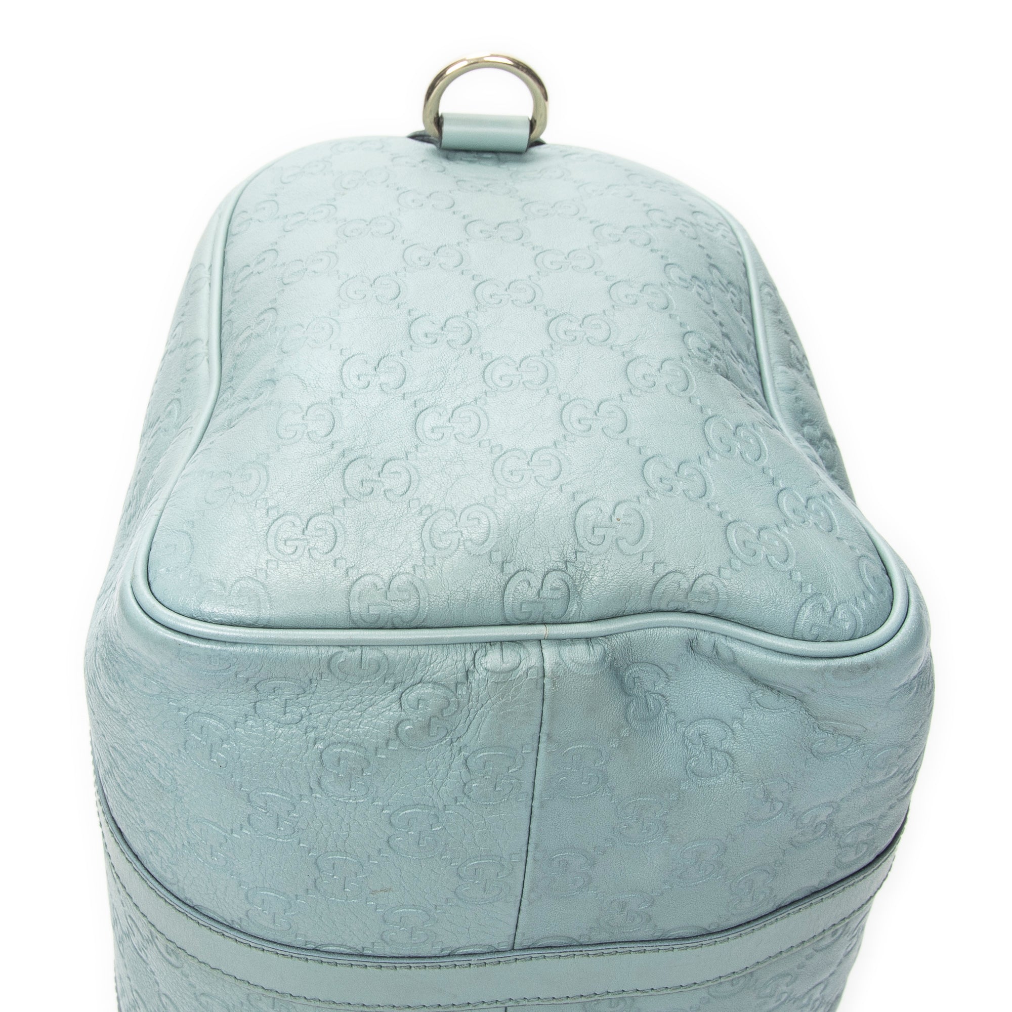 Handbag Medium Boston Light Blue Guccissima Leather