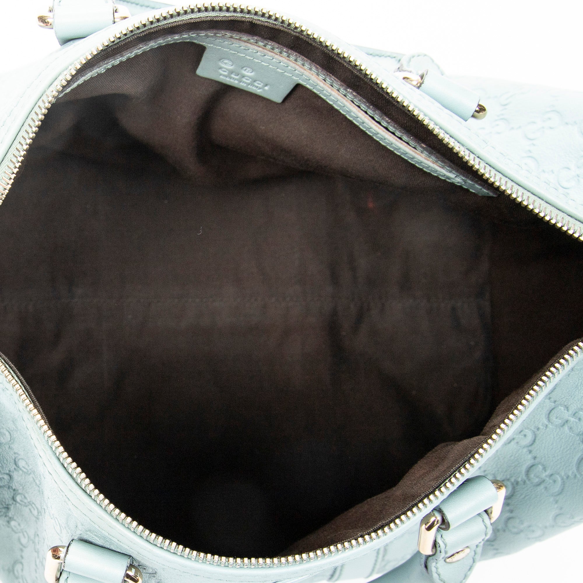 Handbag Medium Boston Light Blue Guccissima Leather