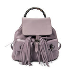 Backpack Medium Bamboo Tassel Backpack Purple Calfskin Leather