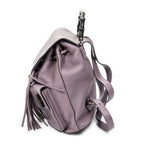 Backpack Medium Bamboo Tassel Backpack Purple Calfskin Leather