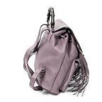 Backpack Medium Bamboo Tassel Backpack Purple Calfskin Leather