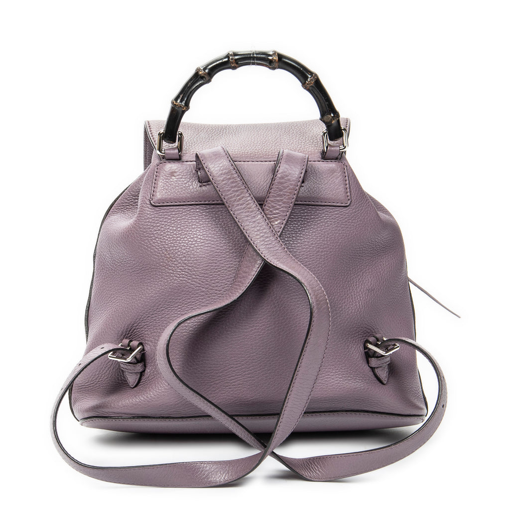 Backpack Medium Bamboo Tassel Backpack Purple Calfskin Leather