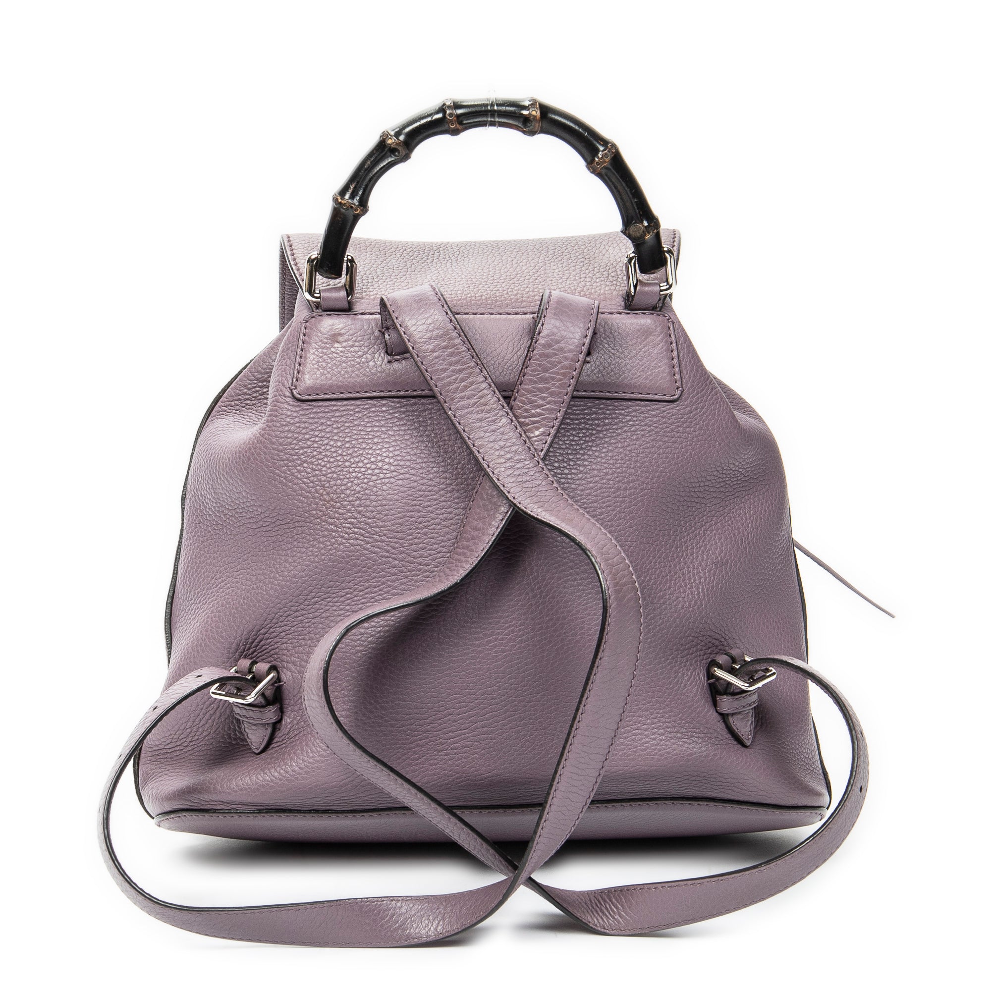 Backpack Medium Bamboo Tassel Backpack Purple Calfskin Leather