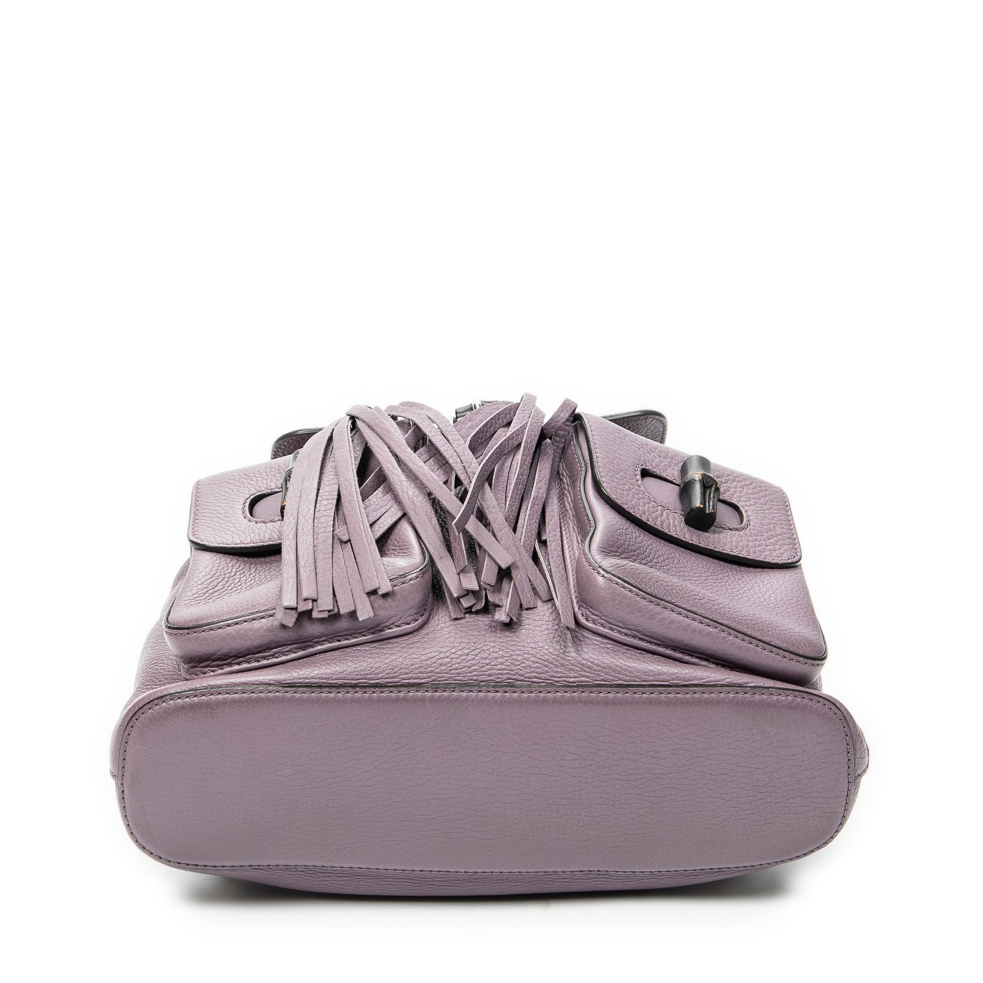 Backpack Medium Bamboo Tassel Backpack Purple Calfskin Leather