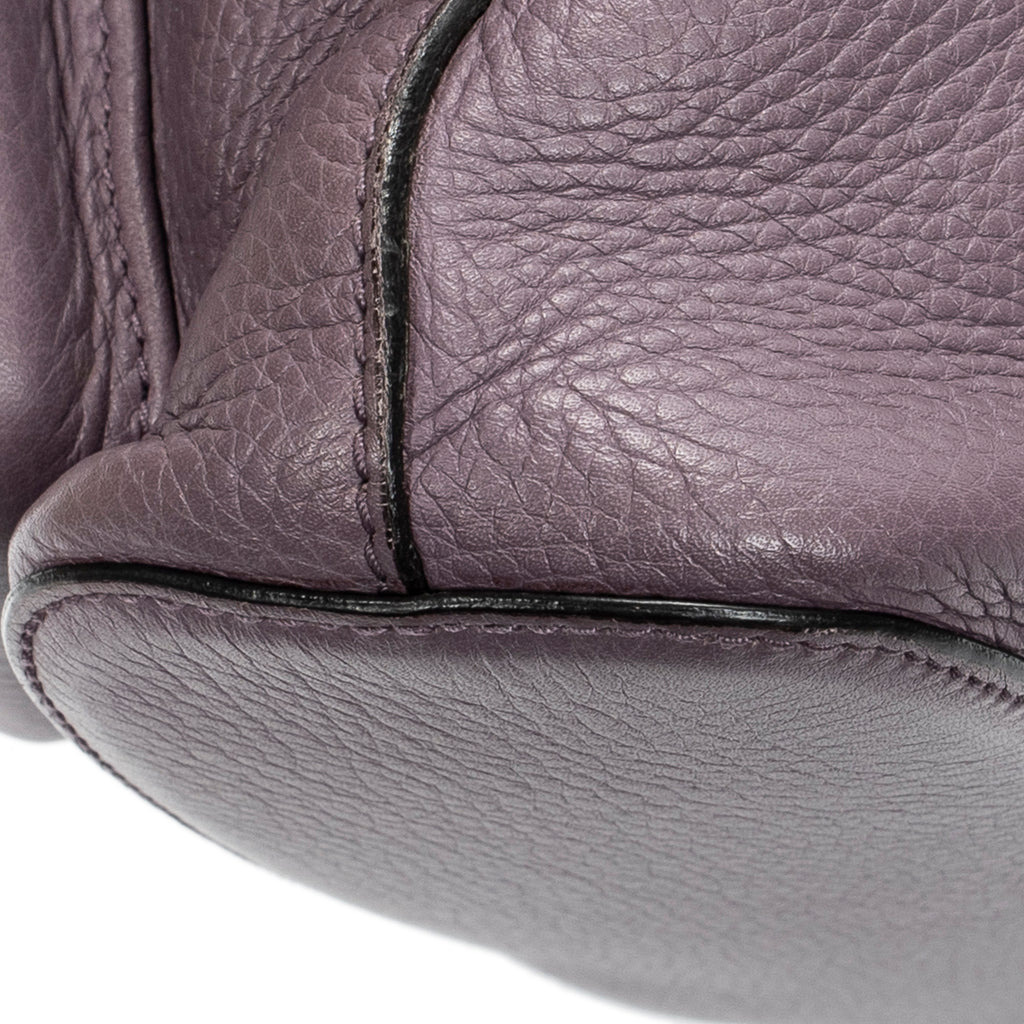 Backpack Medium Bamboo Tassel Backpack Purple Calfskin Leather