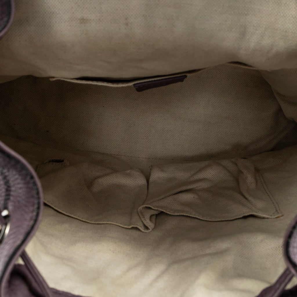 Backpack Medium Bamboo Tassel Backpack Purple Calfskin Leather