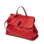 Shoulder Bag Large Bamboo Daily Top Handle Red Grained Calfskin Leather