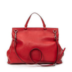 Shoulder Bag Large Bamboo Daily Top Handle Red Grained Calfskin Leather