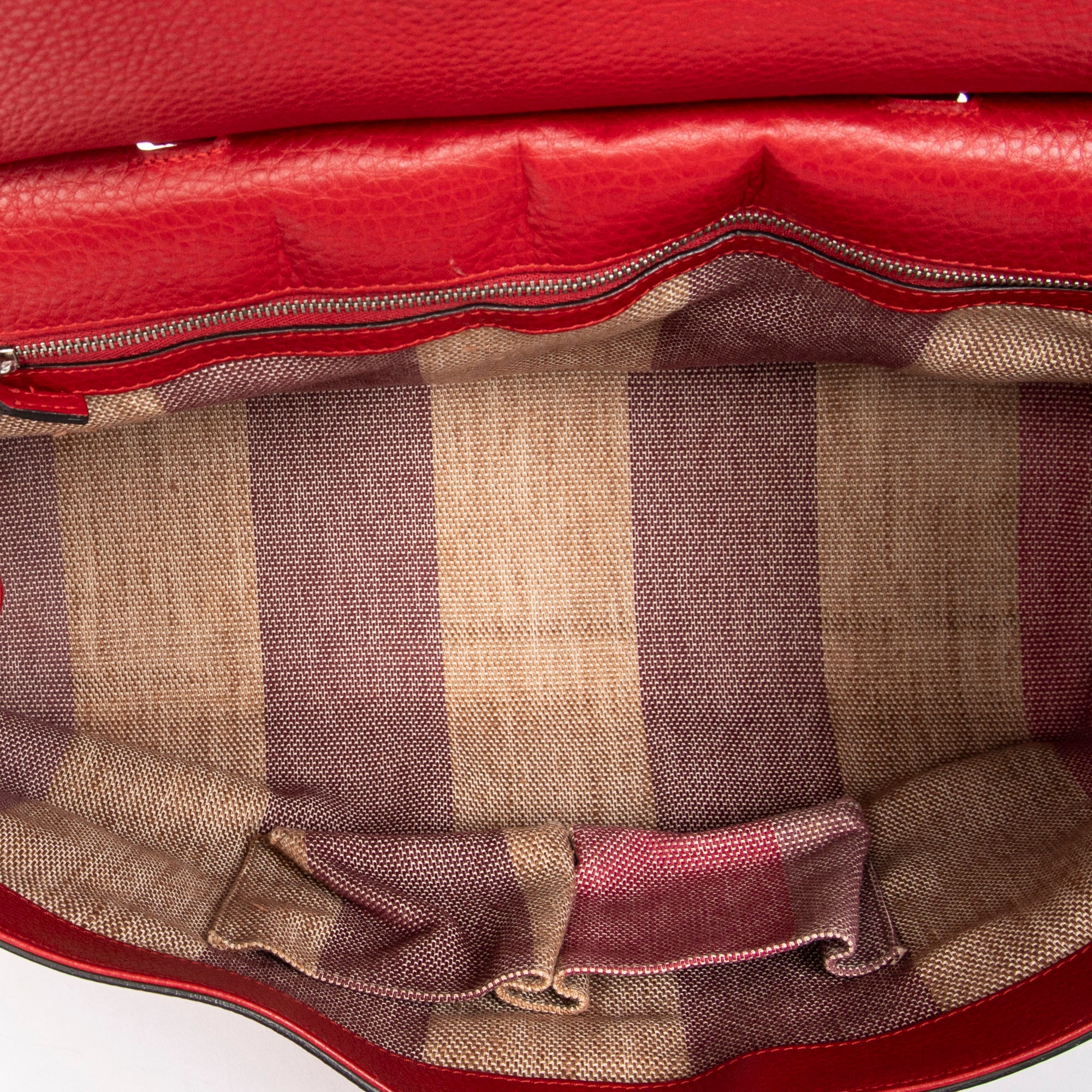 Shoulder Bag Large Bamboo Daily Top Handle Red Grained Calfskin Leather