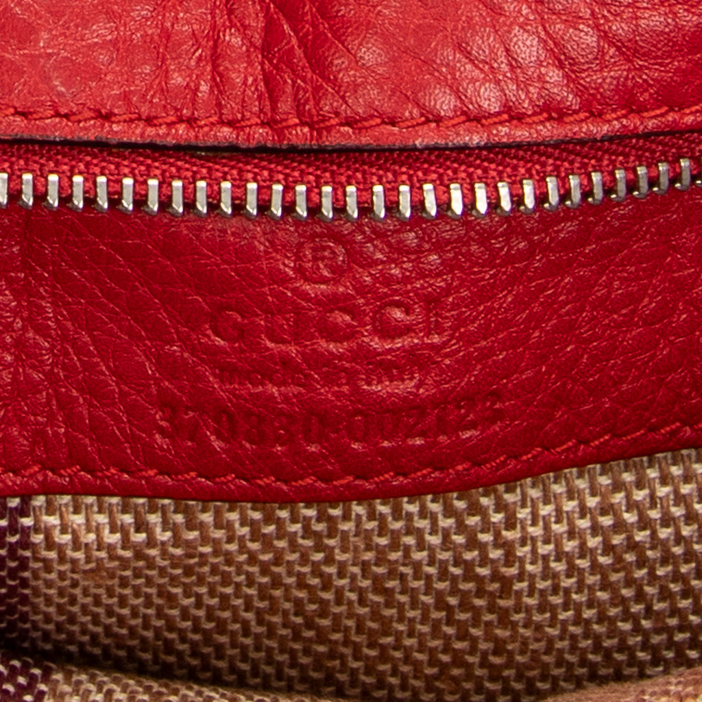 Shoulder Bag Large Bamboo Daily Top Handle Red Grained Calfskin Leather