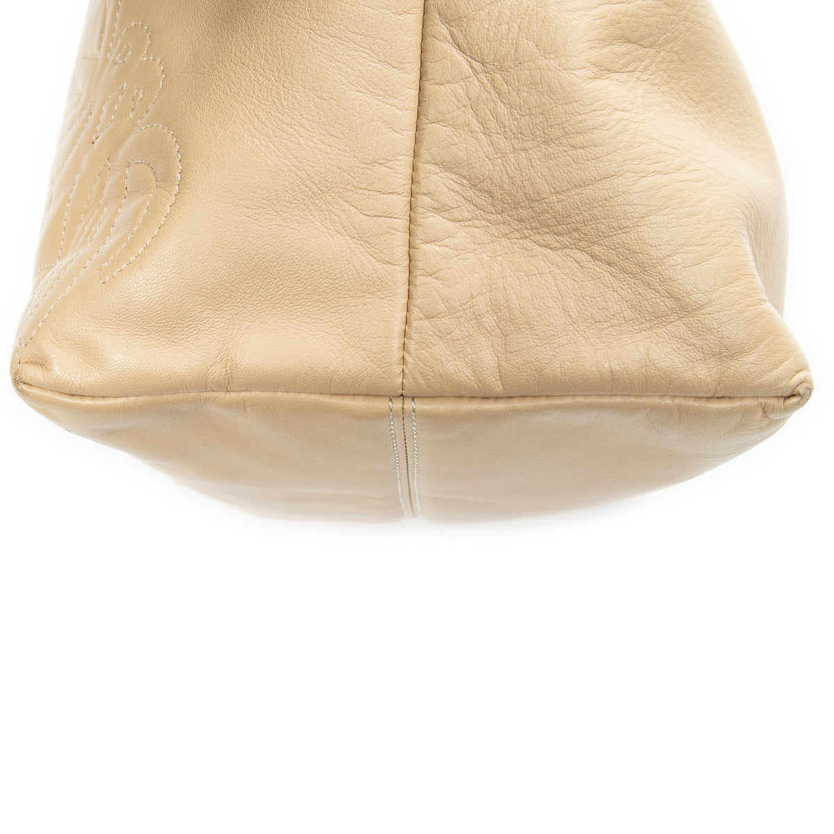 Shoulder Bag Anagram Knot Hobo Light Beige Calfskin Leather