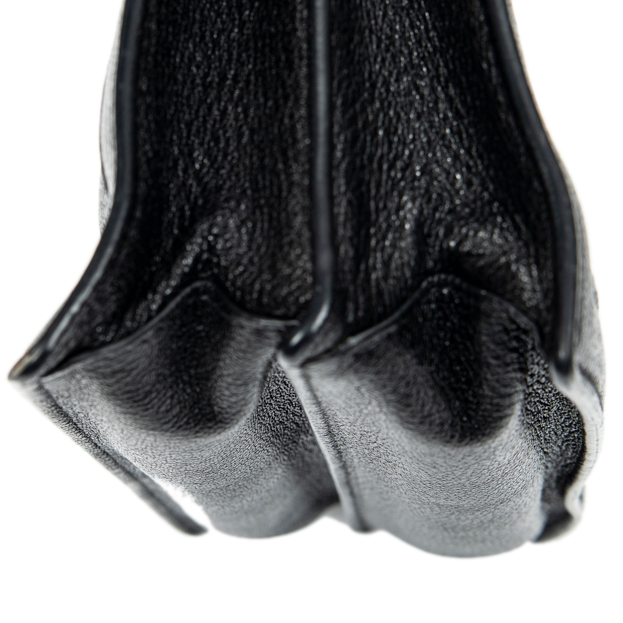 Shoulder Bag Pusk Lock Top Handle Black Madras Leather
