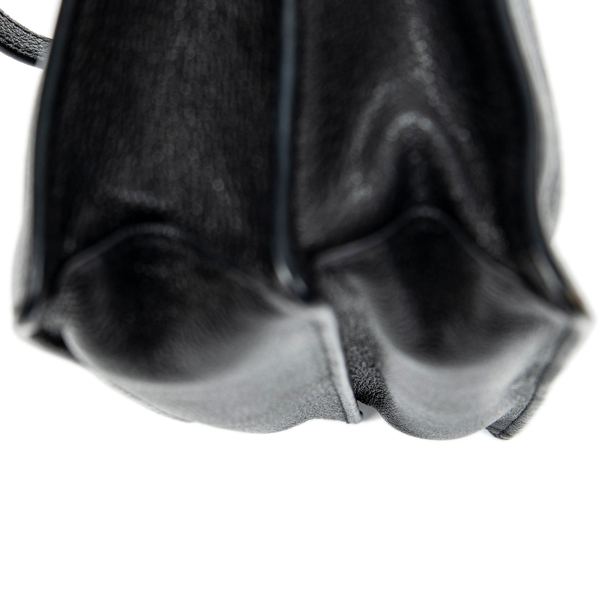 Shoulder Bag Pusk Lock Top Handle Black Madras Leather