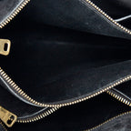 Shoulder Bag Pusk Lock Top Handle Black Madras Leather