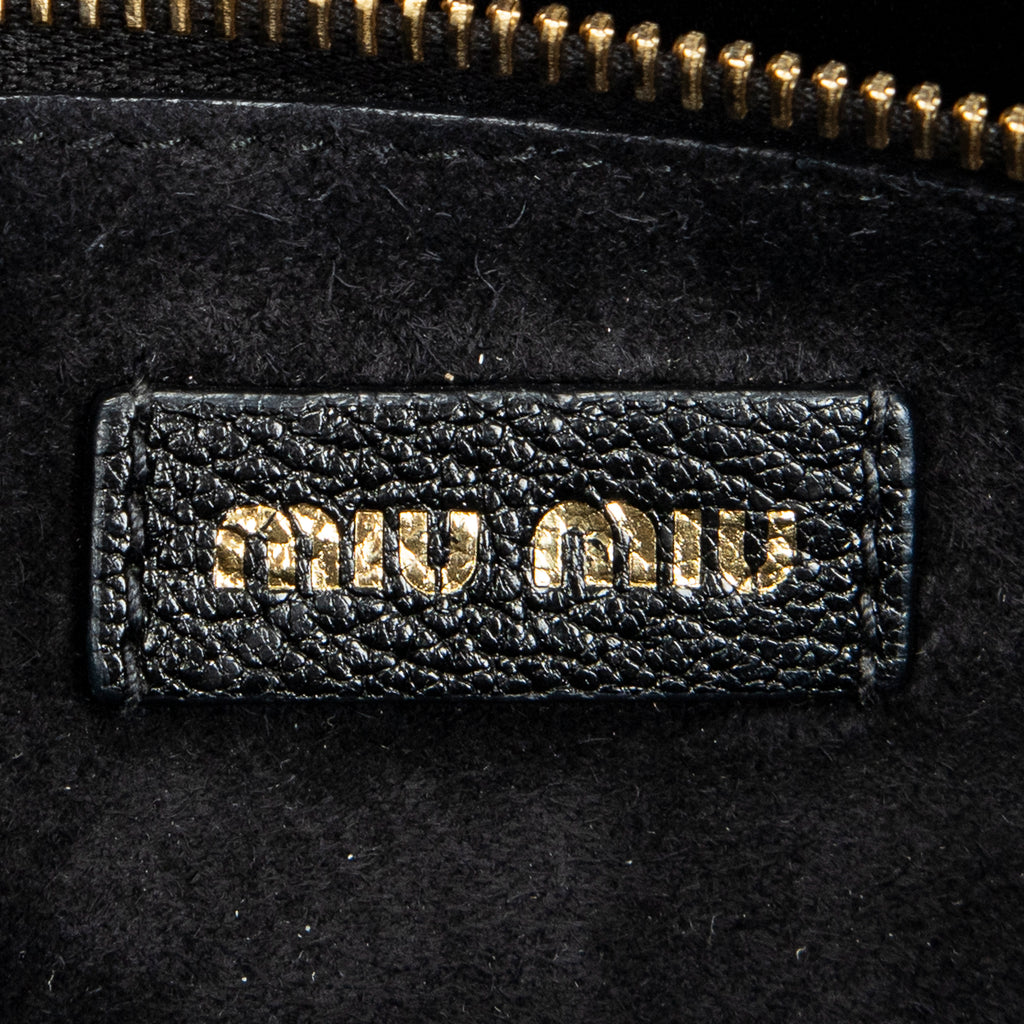 Shoulder Bag Pusk Lock Top Handle Black Madras Leather
