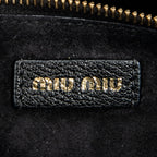 Shoulder Bag Pusk Lock Top Handle Black Madras Leather