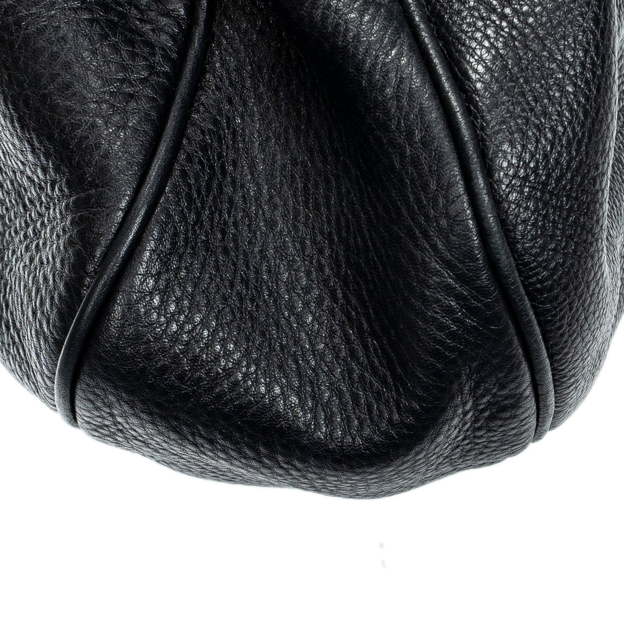 Shoulder Bag Double Pocket Hobo Black Calfskin Leather