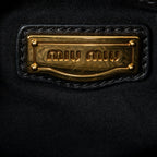 Shoulder Bag Double Pocket Hobo Black Calfskin Leather