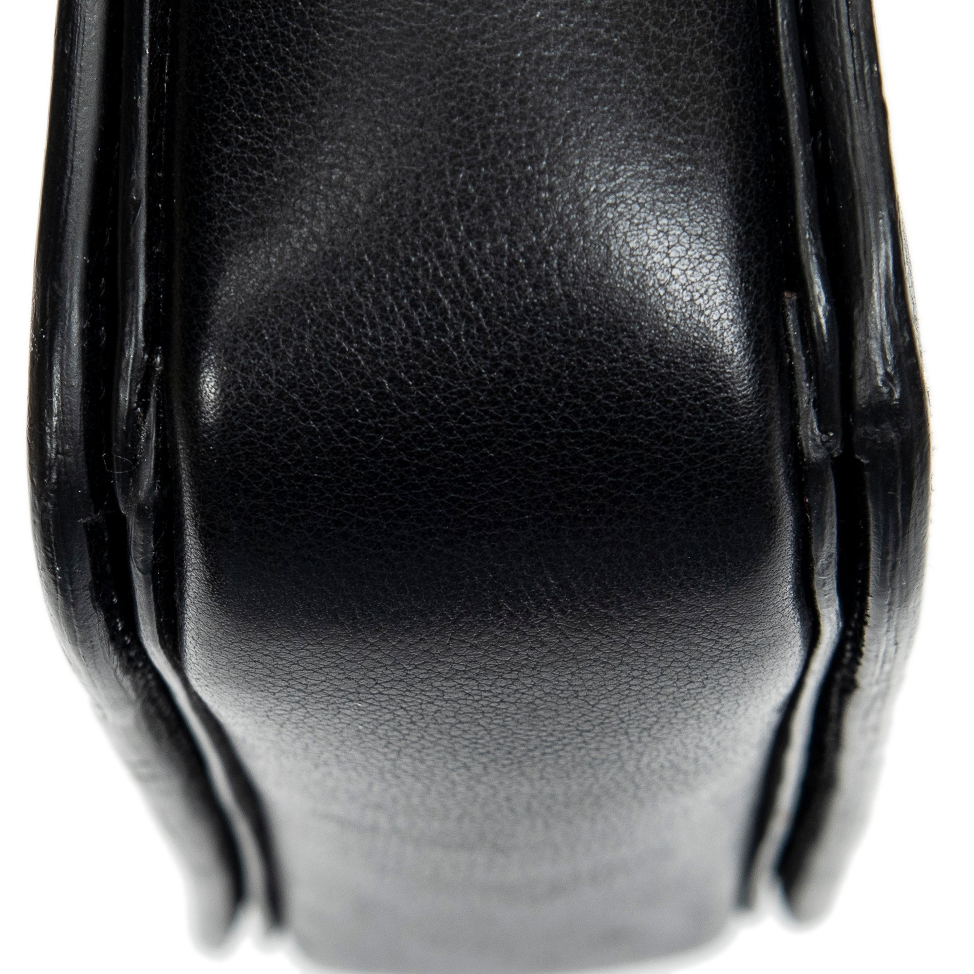Shoulder Bag Push Lock Flap Crossbody Black Vitello Leather