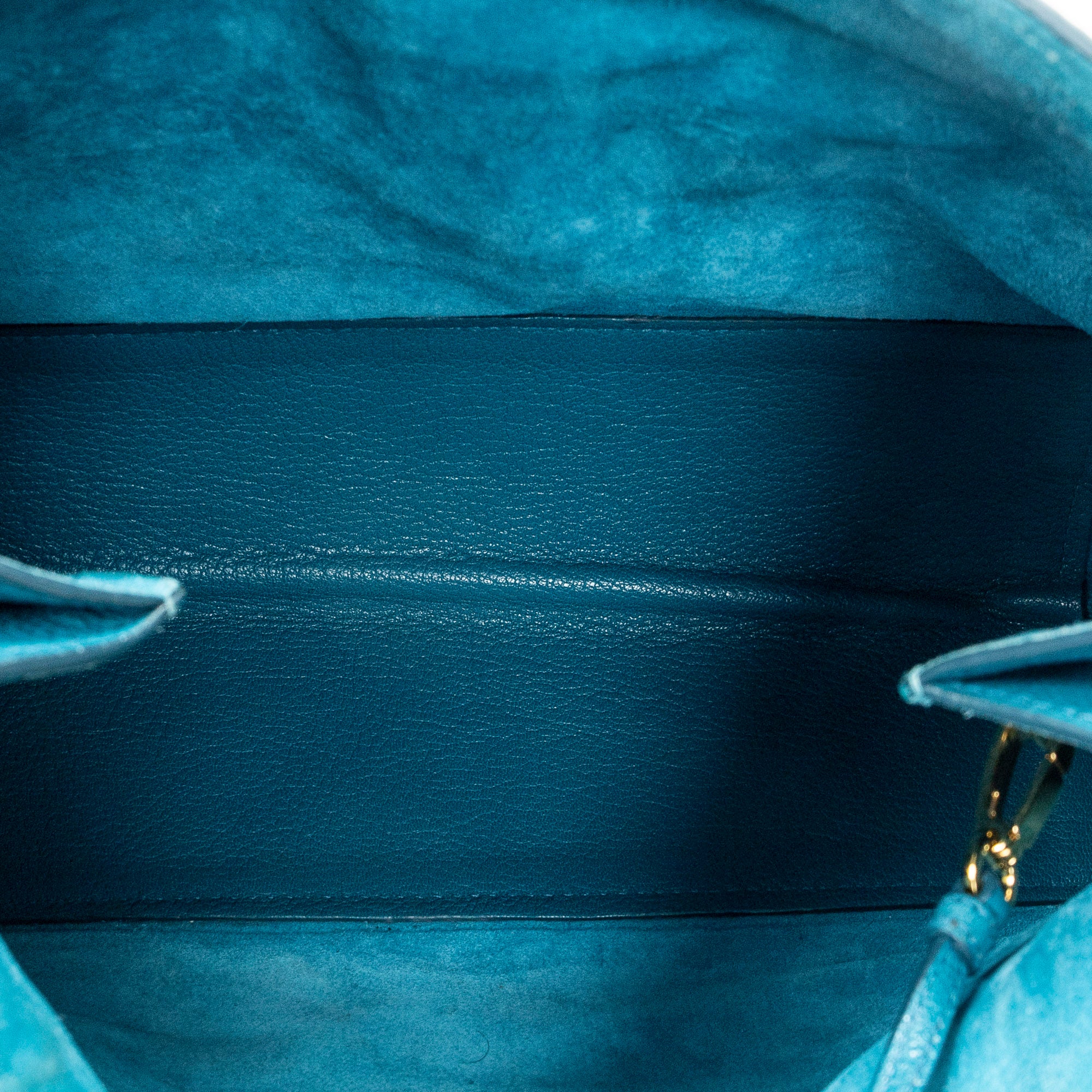 Shoulder Bag Medium Open Tote Turquoise Vitello Caribu Leather
