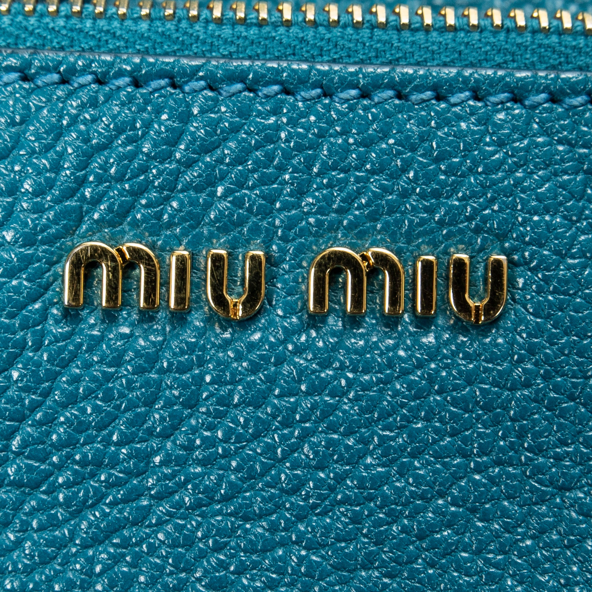 Shoulder Bag Medium Open Tote Turquoise Vitello Caribu Leather