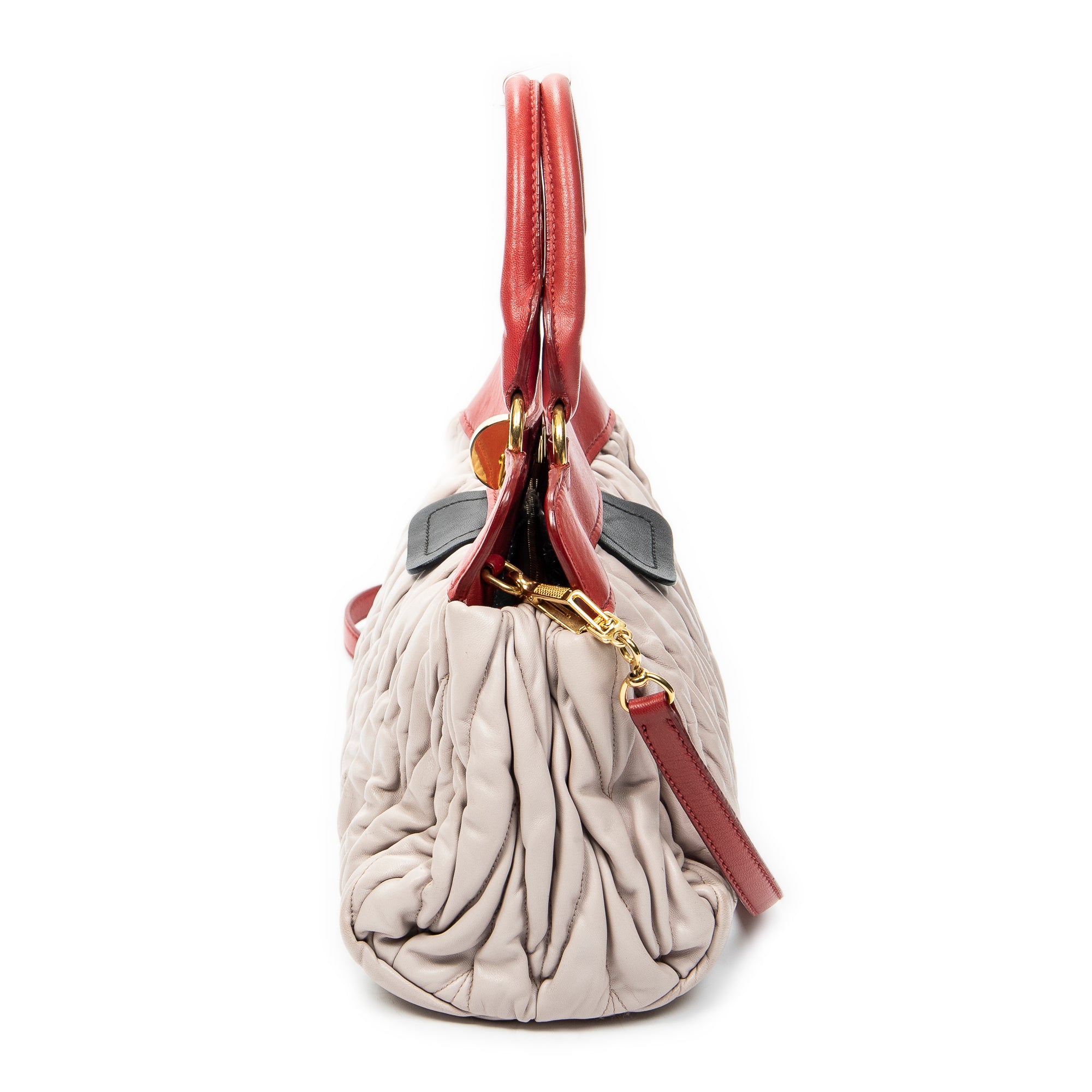 Shoulder Bag Turn Lock Top Handle Light Pink Nappa Matelasse Leather