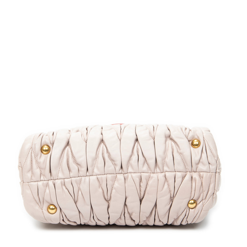 Shoulder Bag Turn Lock Top Handle Light Pink Nappa Matelasse Leather